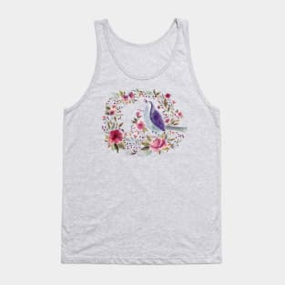 Watercolor bird and flowers Tank Top